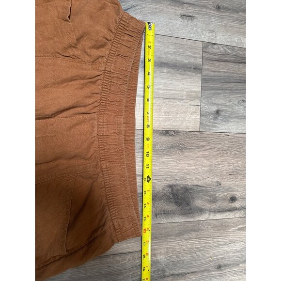 Old Navy High-Rise Straight Taper Pants L Rust Brown Elastic Waist Linen Blend - Picture 4 of 6